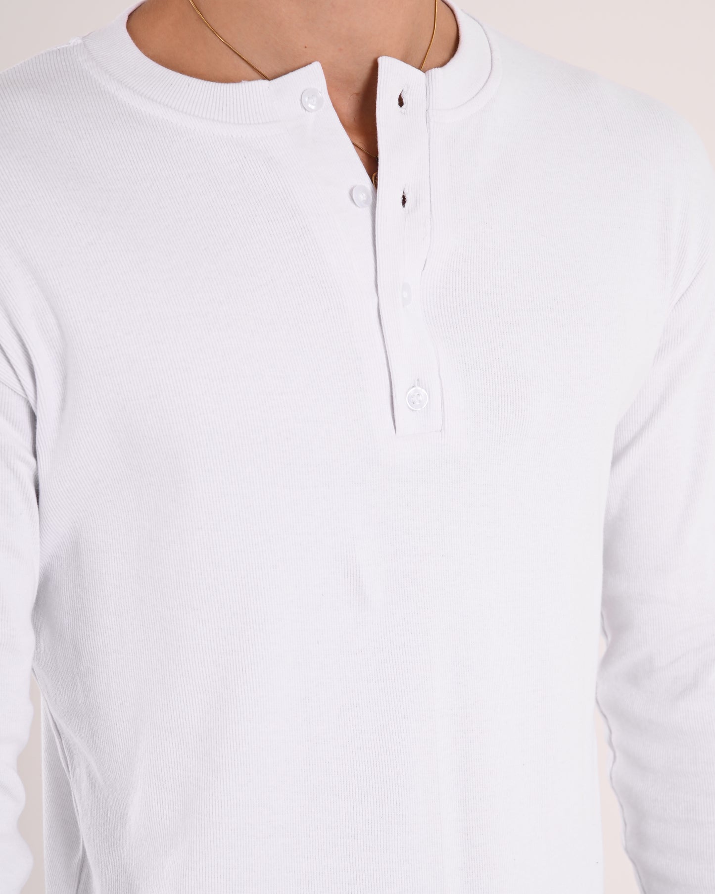 White Henley Ribbed Shirt