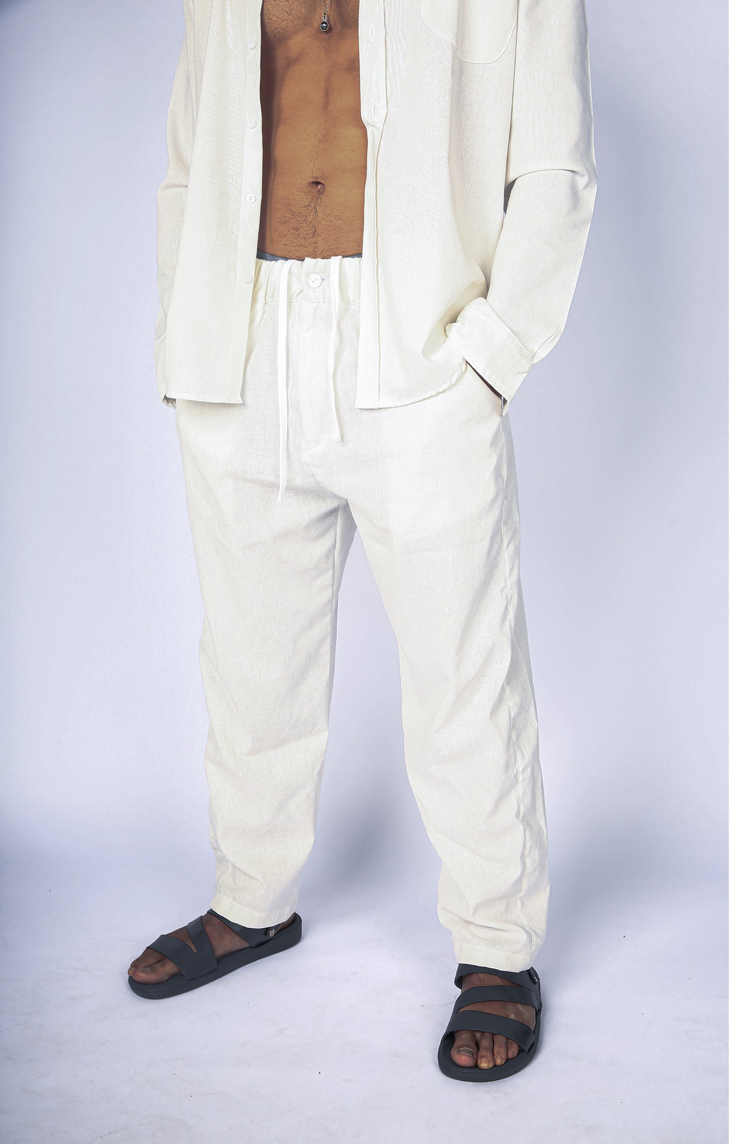 Cream White Linen Pants
