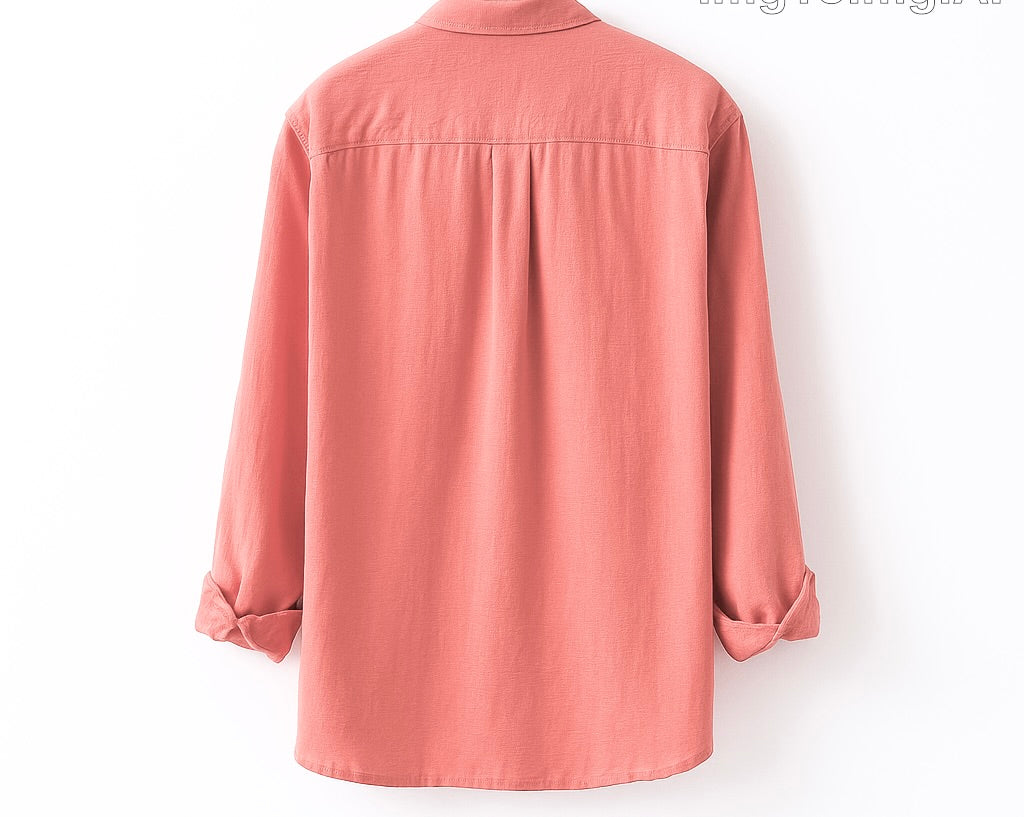 Coral Pink Linen Shirt