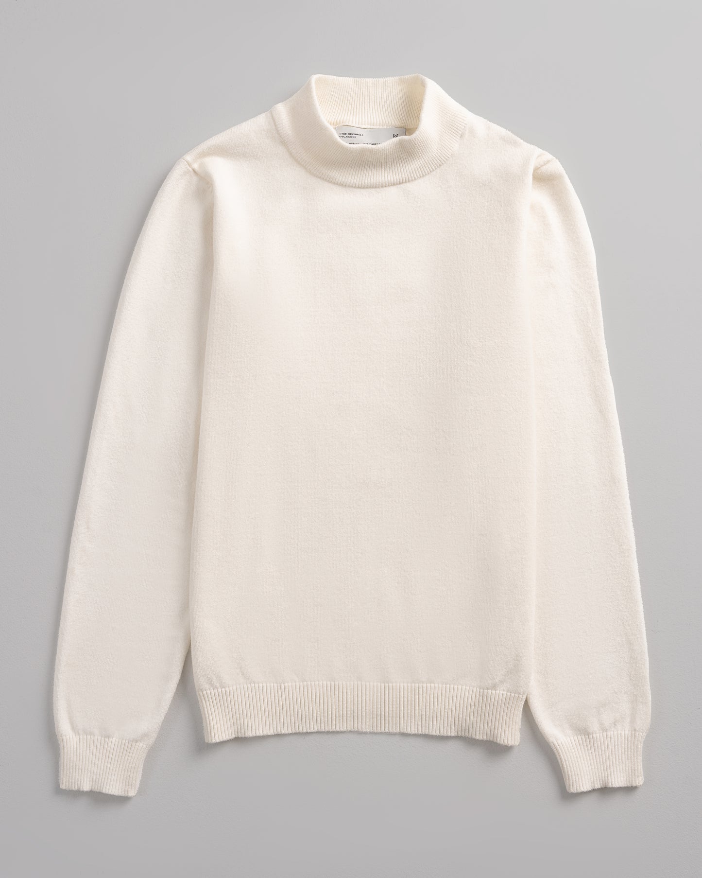 White Mock Neck Knitted Sweater