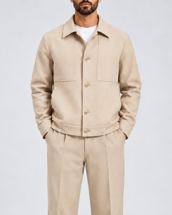 Beige Tailored Buttoned Jacket