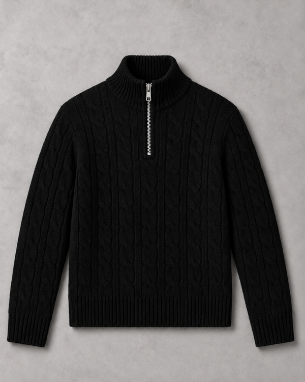 Black Knit Quarter Zip