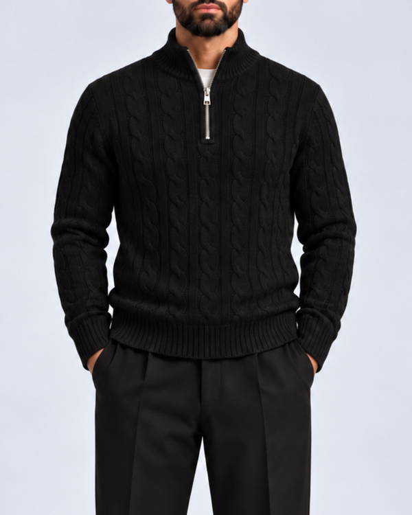 Black Knit Quarter Zip