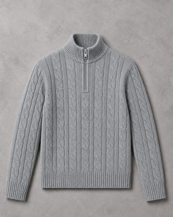 Grey Knit Quarter Zip