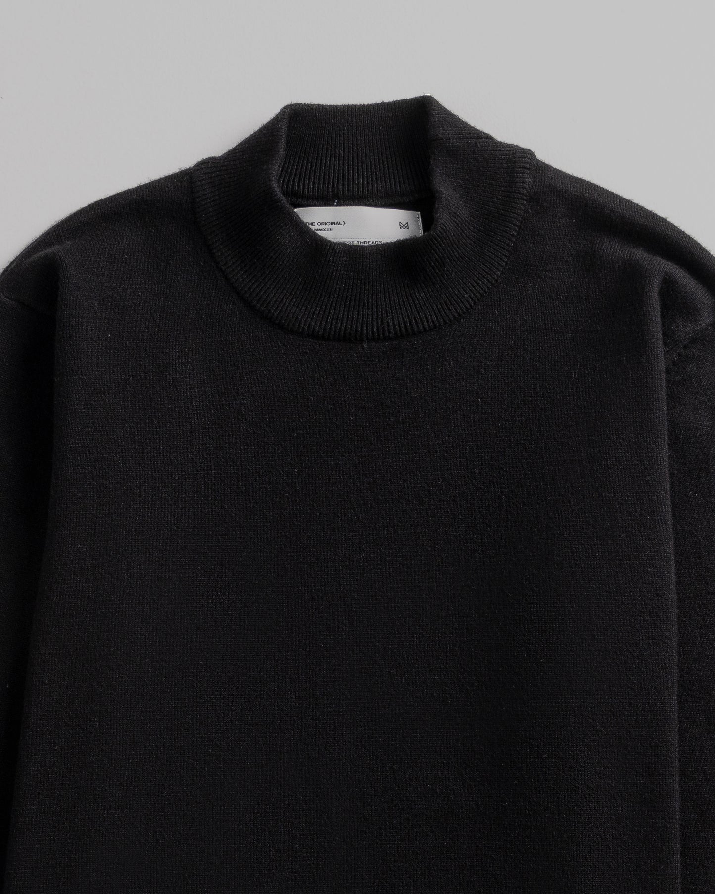 Black Mock Neck Knitted Sweater