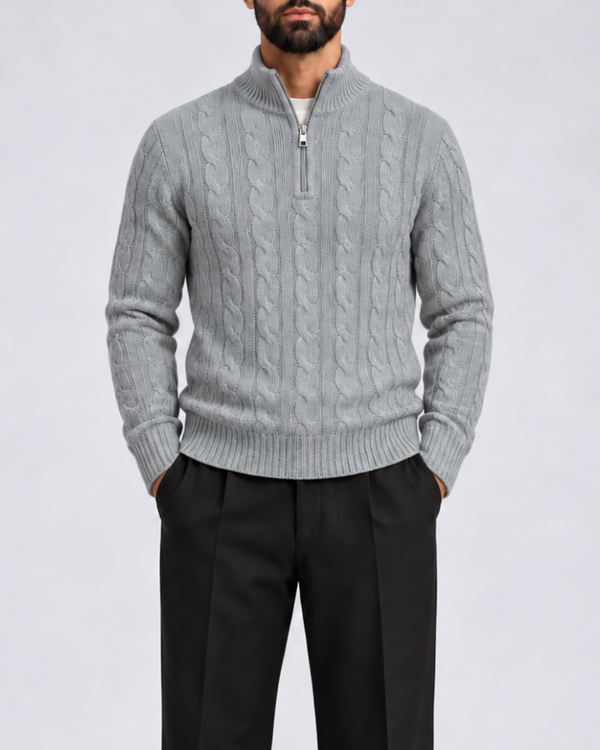 Grey Knit Quarter Zip