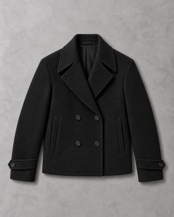 Black Double-Breasted Wool Jacket