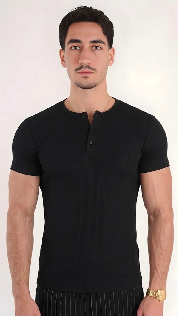 Premium Henley Shirt - Black