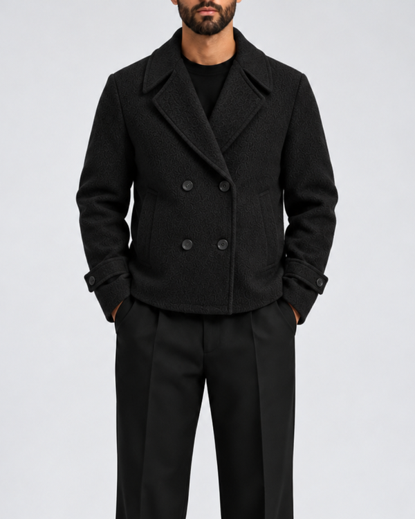 Black Double-Breasted Wool Jacket