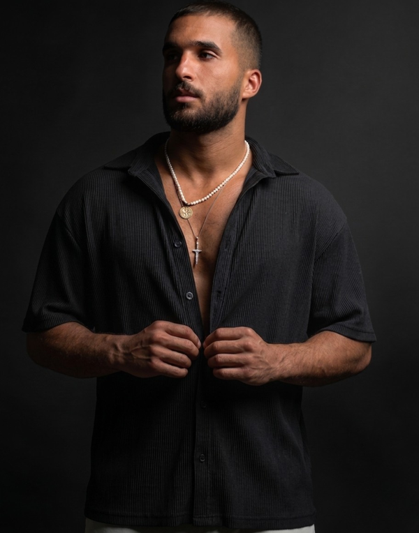 Black Pleated Shirt