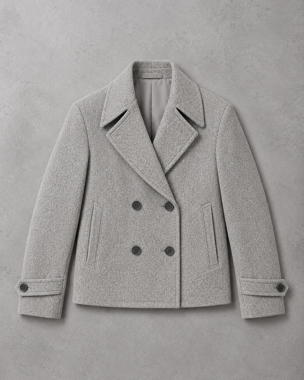 Grey Double-Breasted Wool Jacket