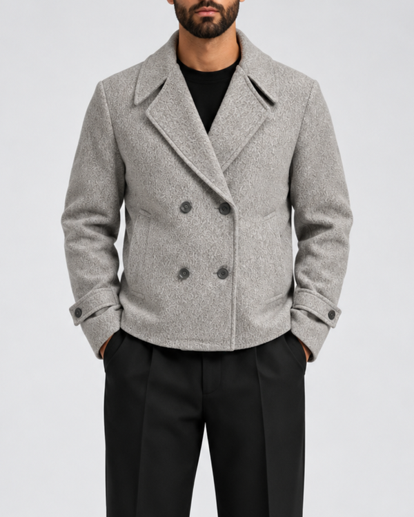 Grey Double-Breasted Wool Jacket