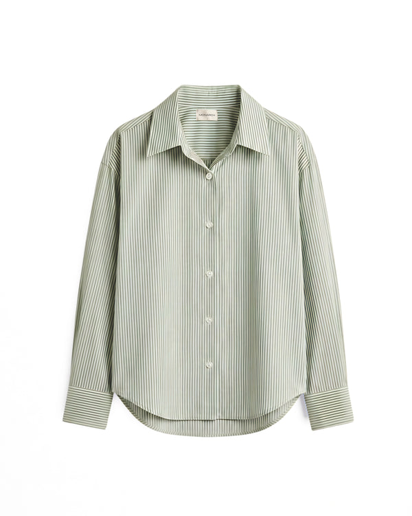 Mint Green Striped Boxy Shirt