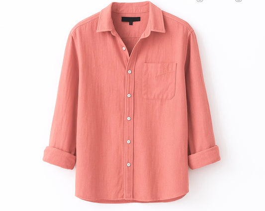 Coral Pink Linen Shirt