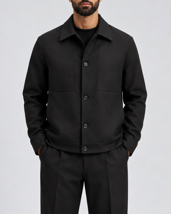 Black Tailored Buttoned Jacket