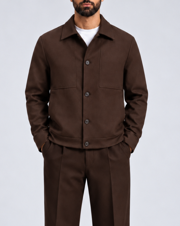 Brown Tailored Buttoned Jacket