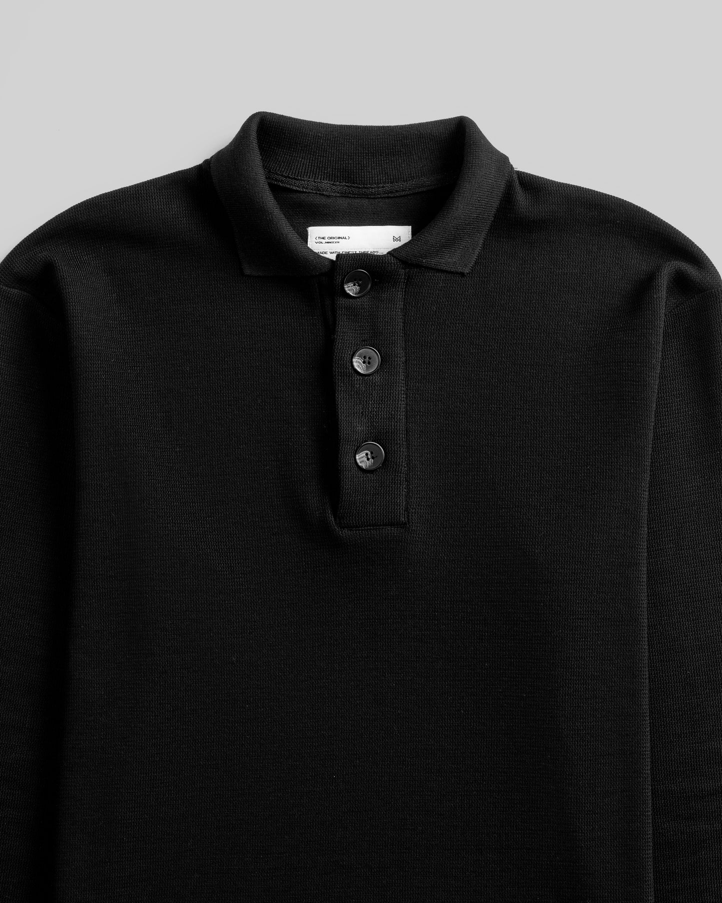 Jet Black Textured Polo Shirt