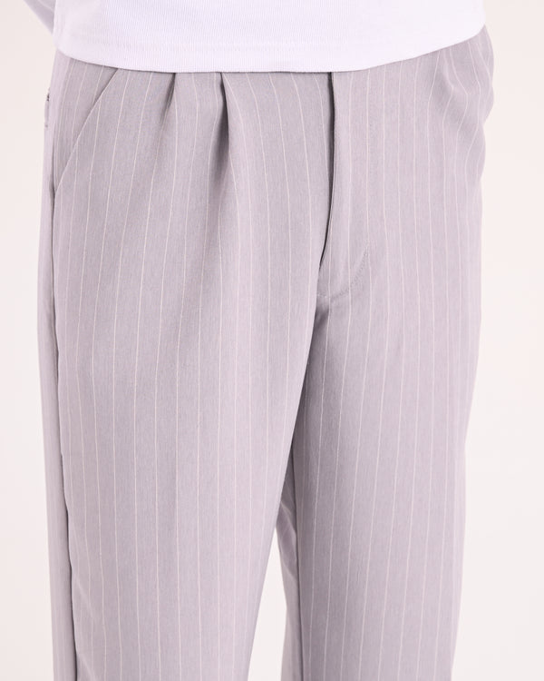 Grey Pinstriped Tailored Pants