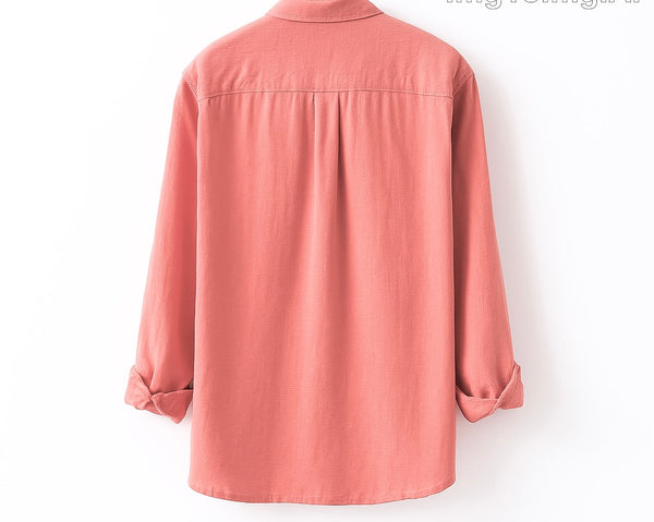 Coral Pink Linen Shirt