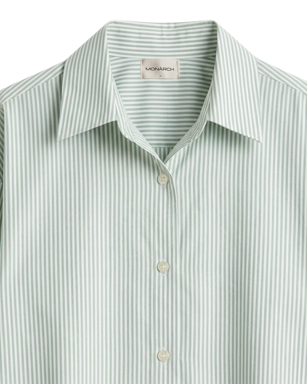 Mint Green Striped Boxy Shirt