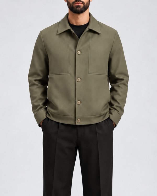 Olive Tailored Buttoned Jacket