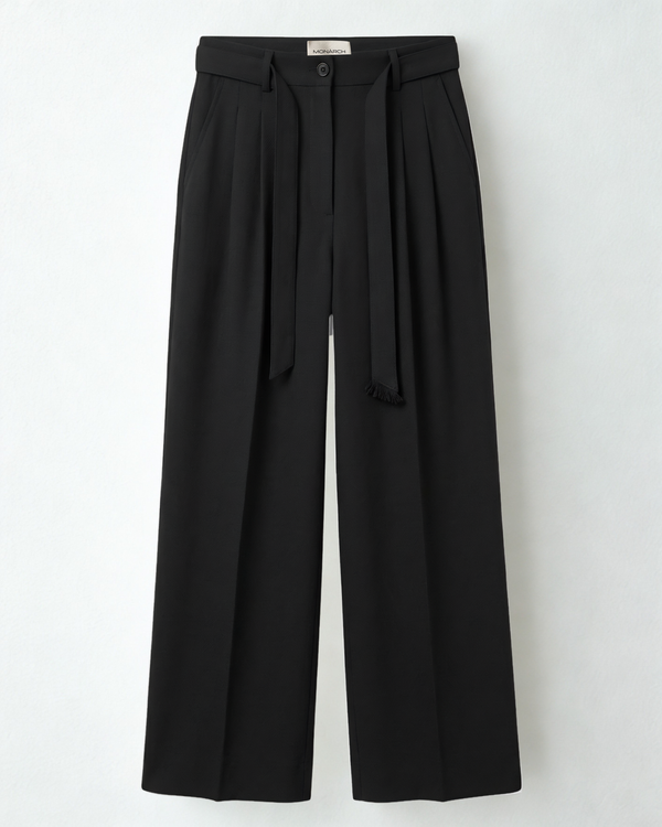Black Belted Linen Pants