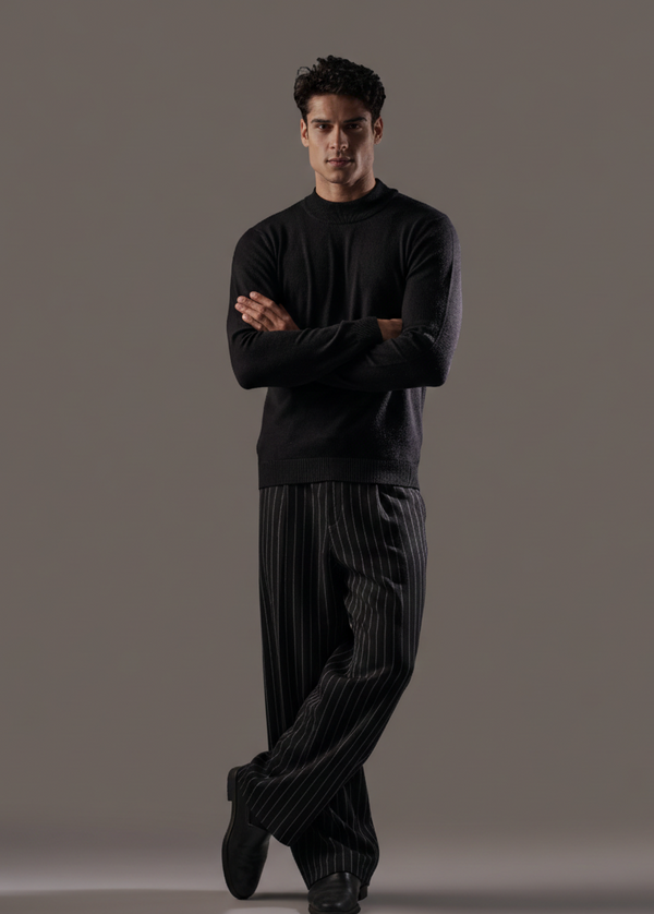 Black Pinstriped Tailored Pants