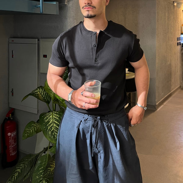 Premium Henley Shirt - Black