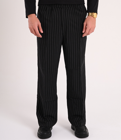 Black Pinstriped Tailored Pants