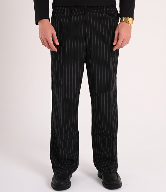 Black Pinstriped Tailored Pants