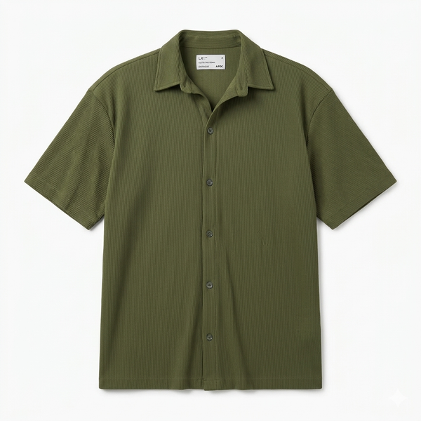Olive Pleated Shirt