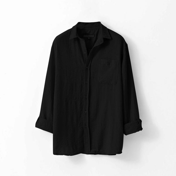 Black Linen Blend Shirt