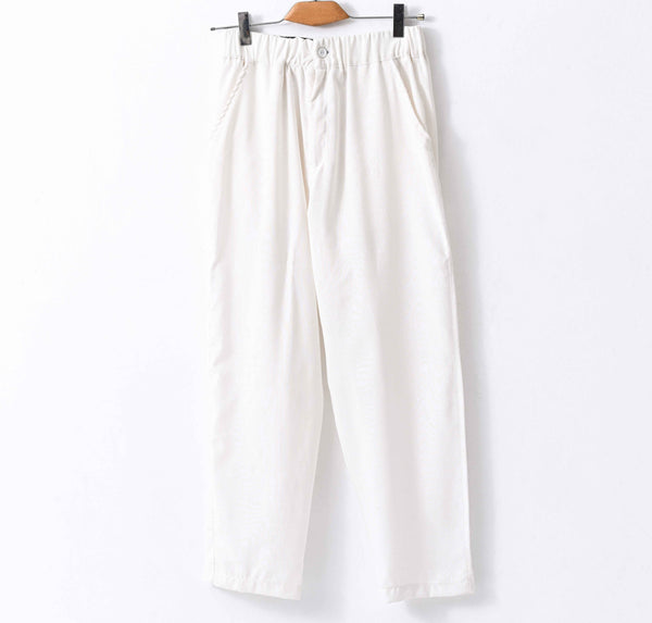 Cream White Linen Blend Pants